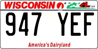WI license plate 947YEF