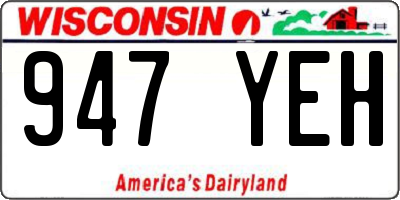WI license plate 947YEH