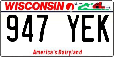 WI license plate 947YEK