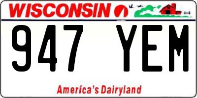 WI license plate 947YEM