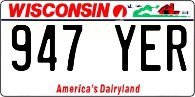 WI license plate 947YER