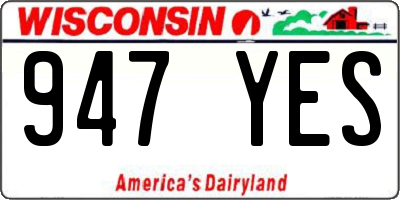 WI license plate 947YES