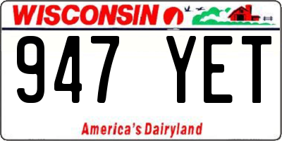 WI license plate 947YET