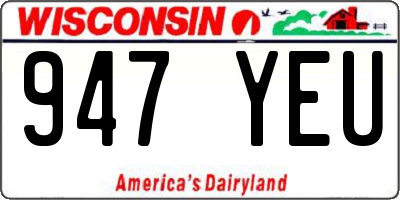 WI license plate 947YEU