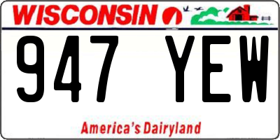WI license plate 947YEW