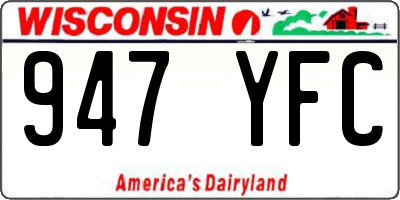 WI license plate 947YFC