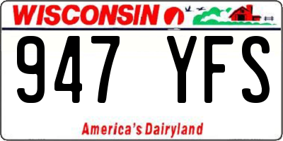 WI license plate 947YFS