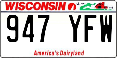 WI license plate 947YFW