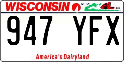WI license plate 947YFX