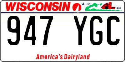 WI license plate 947YGC