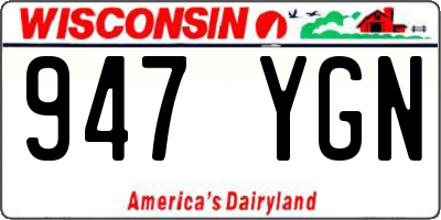 WI license plate 947YGN