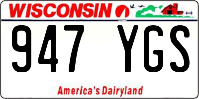 WI license plate 947YGS