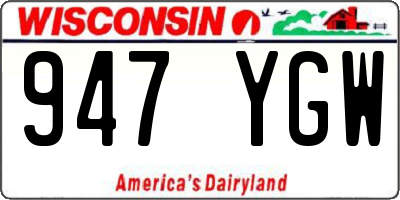 WI license plate 947YGW