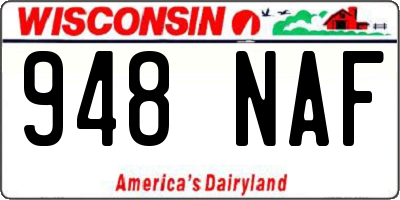 WI license plate 948NAF