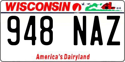 WI license plate 948NAZ
