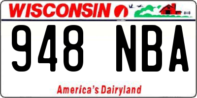 WI license plate 948NBA