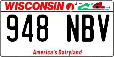 WI license plate 948NBV