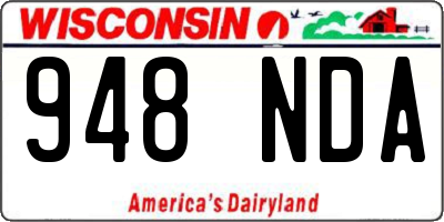 WI license plate 948NDA