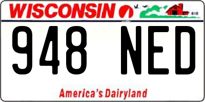 WI license plate 948NED