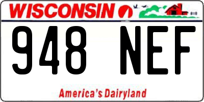 WI license plate 948NEF