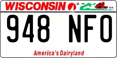 WI license plate 948NFO
