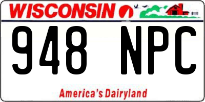 WI license plate 948NPC