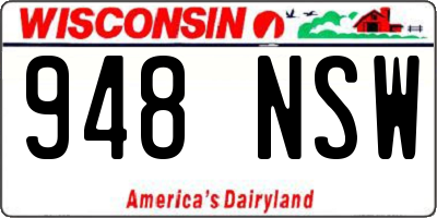 WI license plate 948NSW