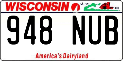 WI license plate 948NUB