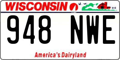 WI license plate 948NWE