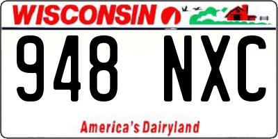 WI license plate 948NXC