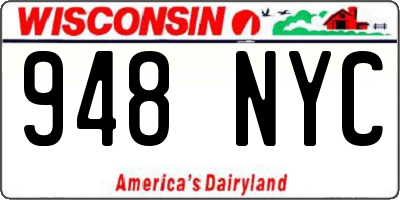 WI license plate 948NYC