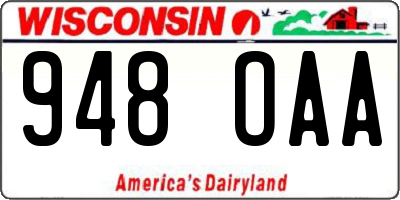 WI license plate 948OAA