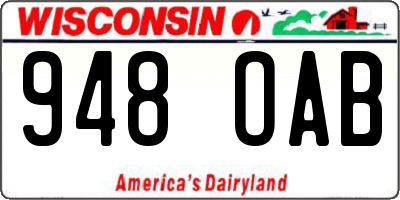 WI license plate 948OAB
