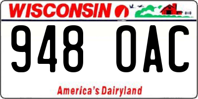 WI license plate 948OAC