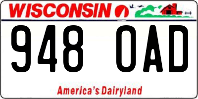 WI license plate 948OAD
