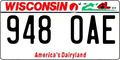 WI license plate 948OAE