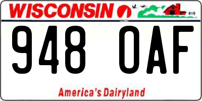 WI license plate 948OAF