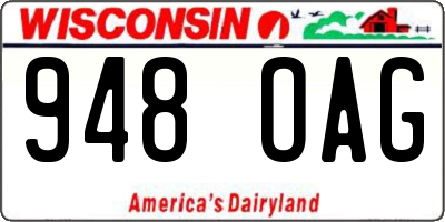 WI license plate 948OAG