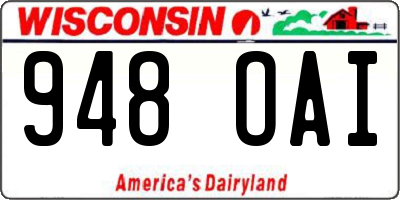 WI license plate 948OAI