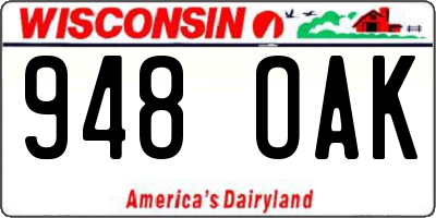 WI license plate 948OAK