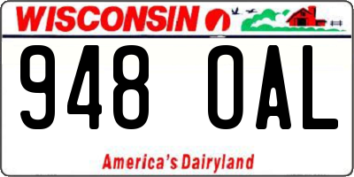 WI license plate 948OAL
