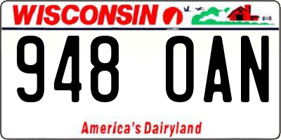 WI license plate 948OAN