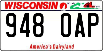 WI license plate 948OAP