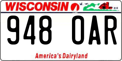 WI license plate 948OAR