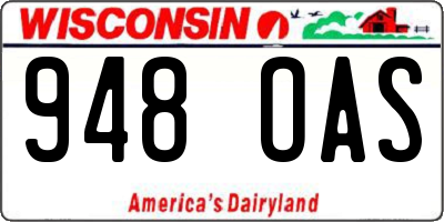 WI license plate 948OAS