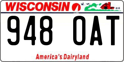 WI license plate 948OAT