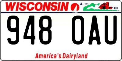 WI license plate 948OAU