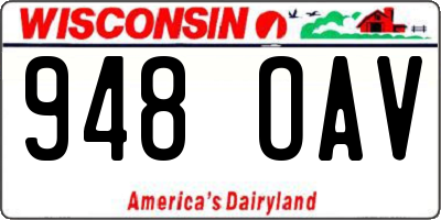 WI license plate 948OAV
