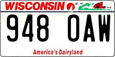 WI license plate 948OAW