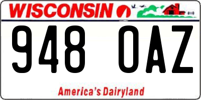 WI license plate 948OAZ